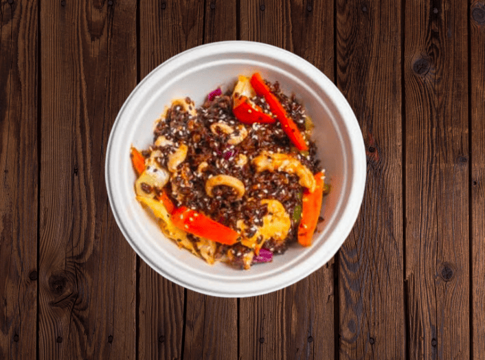 Lemon Peri-Peri Calamari on Forbidden Rice